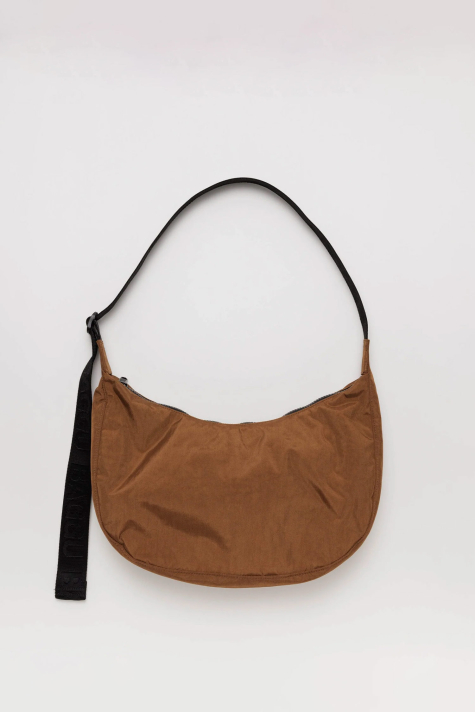 Nylon Crescent Bag M, Brown