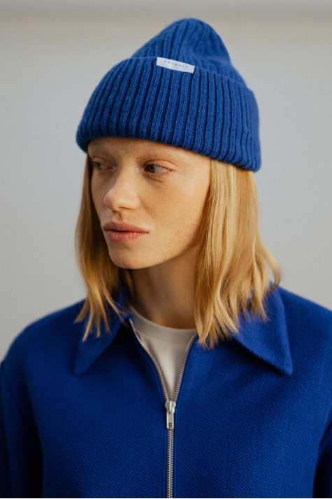 Classic Ribbed Beanie, Cobald Blue
