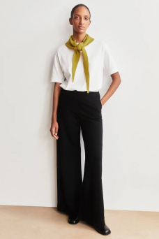 Basic Jersey Wide Leg Pants, Black