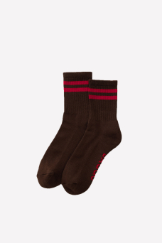 Ribbed Sock, Coffee Stripe