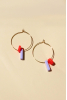 Dot with Stick Hoops, Lilac/Fire Red