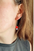 Dot with Stick Hoops, Lilac/Fire Red