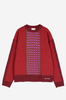 Jacquard Jumper, Burgundy Red