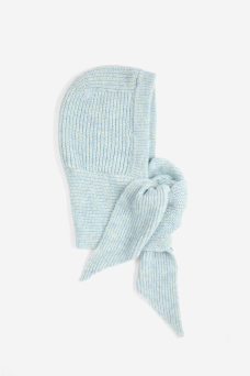 Knitted Hooded Scarf, Light Blue