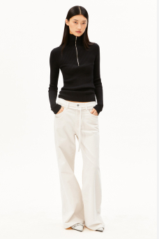 Cotton Knit Troyer, Black