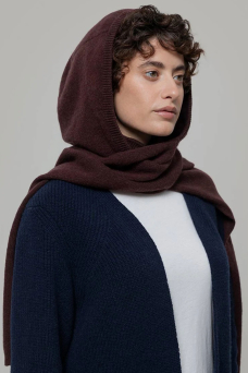 Ilenia Scarf Hoodie, Brown Caffe