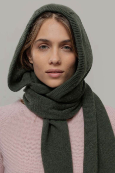 Ilenia Scarf Hoodie, Green Foresta