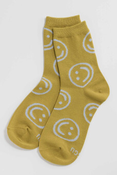 Crew Socks, Ochre Happy