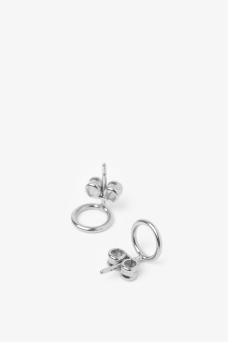 Exzen Round Earrings, Silver
