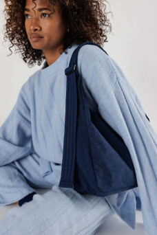 Nylon Shoulder Bag, Navy