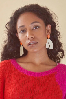 Kim Earring, Pearl-Tangerine