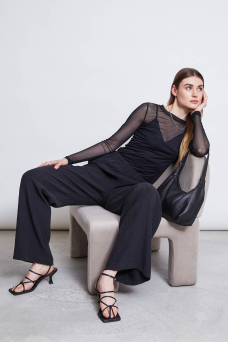 Dora Shirt, Black Mesh