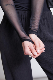 Dora Shirt, Black Mesh