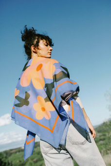 Las Flores Blue Scarf, Maxi