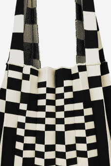 Shoulder Bag, Black Grid