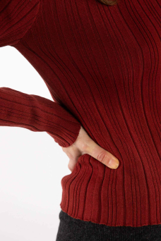 Ribbed Collared Longsleeve, Maroon