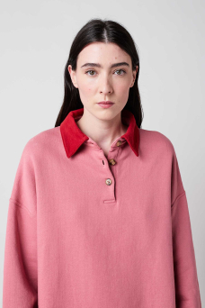 Oversize Polo Sweat, Color Block
