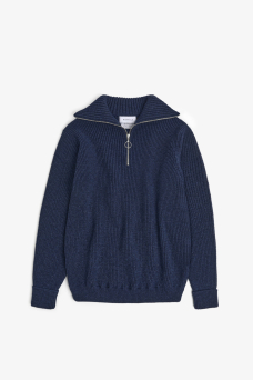 Heavy Knit Troyer, Blue Mel.