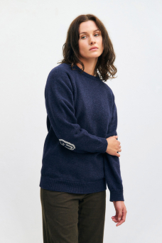 Smiley Knit Sweater, Blue Mel.