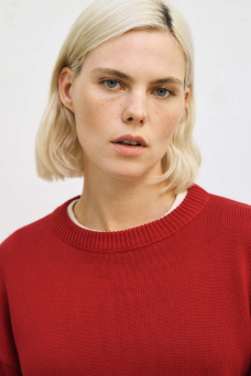 Relaxed Knit Sweater, Bright Red