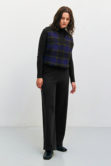 Cropped Vest, Purple Checked