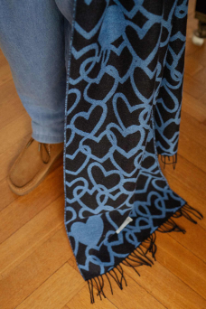 Affection Knit Scarf, Blk/Blue