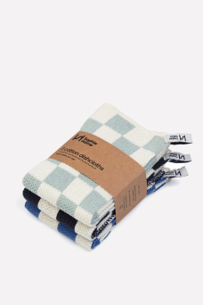 Dishcloths, Check Cobalt