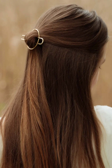 Circle Hair Barrette, Fork Brass