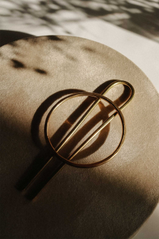 Circle Hair Barrette, Fork Brass