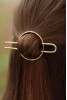 Circle Hair Barrette, Fork Brass