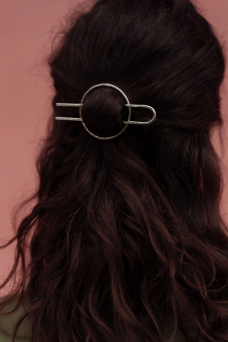 Circle Hair Barrette, Fork Silver