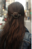 Circle Hair Barrette, Stick Silver