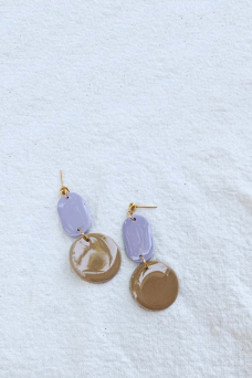 Summer Louie Earrings, Lavender/Tan