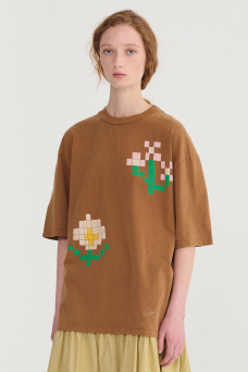 Oversize T-Shirt, Pixel Flowers