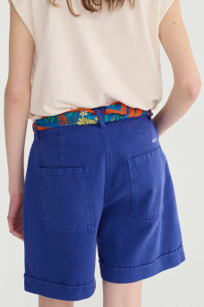 Pleated Bermuda, Blue