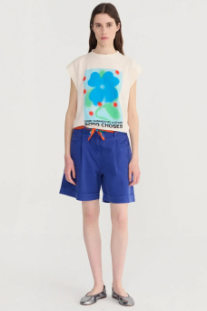 Pleated Bermuda, Blue