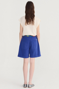 Pleated Bermuda, Blue