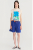 Pleated Bermuda, Blue
