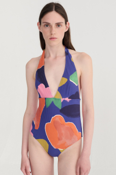 V-Neck Swimsuit, Blooming Color