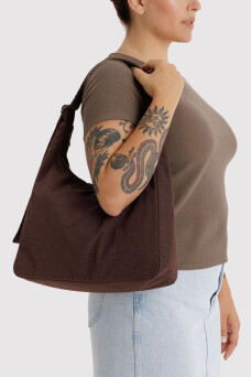 Nylon Shoulder Bag, Coffee