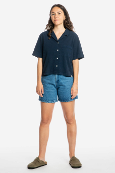 Seersucker Blouse, Navy