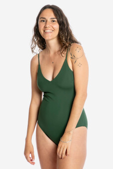 V-Neck Bathing Suit, Basil