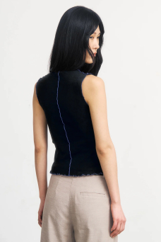 Pin-Tucked Top, True Black