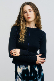 Pin-Tucked LS, True Black