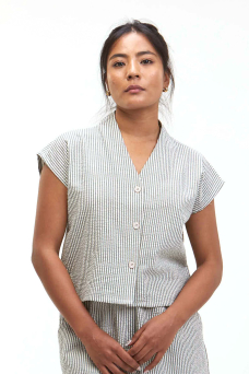 Nuru Shirt, Green/White