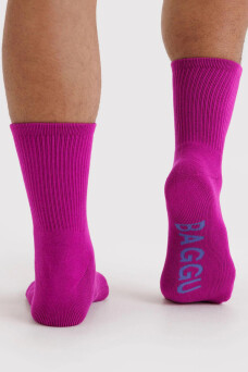 Ribbed Socks, Deep Fuchsia