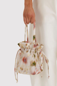 Nylon Drawstring Bag, Abstract Floral