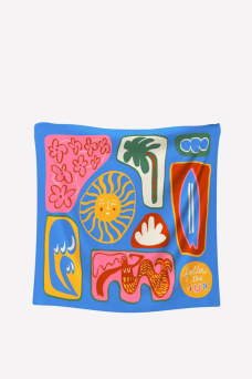 Golden Season Blue Scarf, Medium
