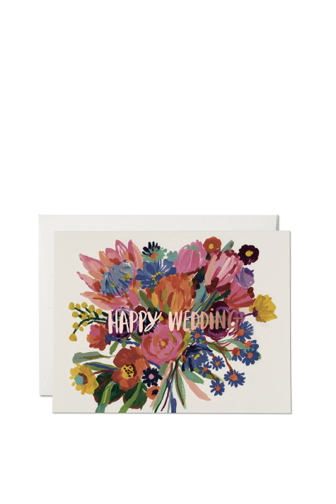 Card, Happy Wedding Flowers