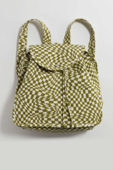 Drawstring Backpack, Moss Trippy Checker